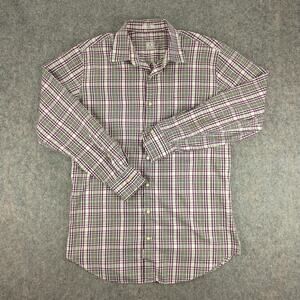 Peter Millar Shirt Mens Medium Purple Green Plaid Button Down Cotton Casual